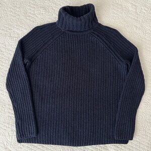Ugg Women’s Chunky Knit Turtleneck Sweater Small Navy Blue